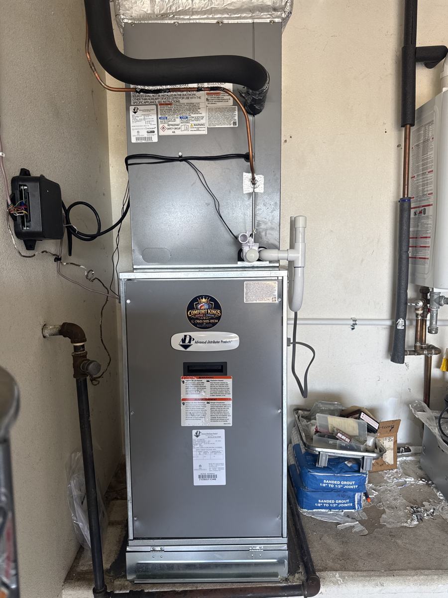 New air handler and filter cabinet in an Escondido garage