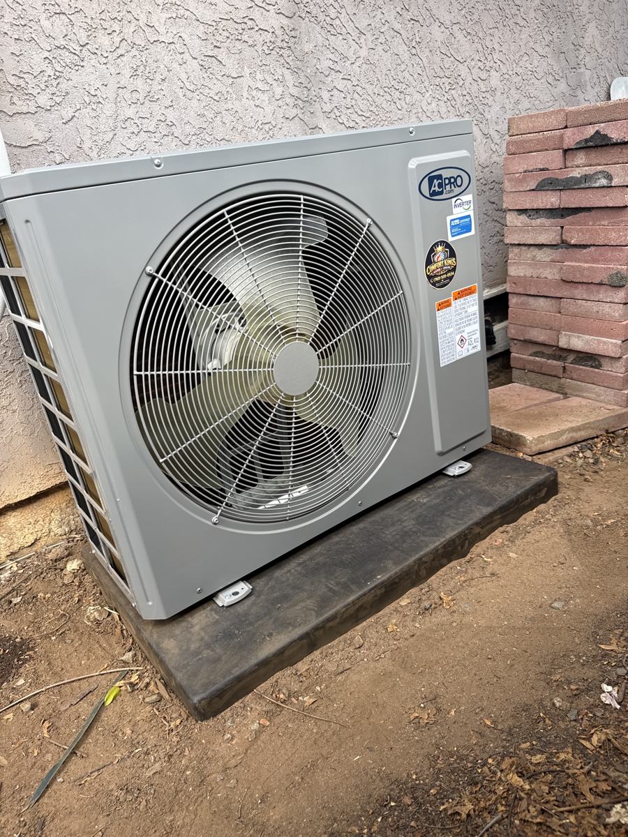 New outdoor unit installed on a pad in Escondido