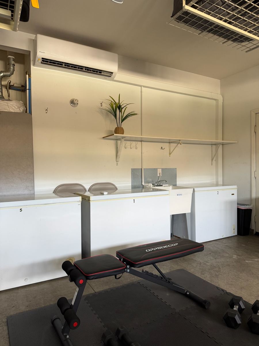 Ductless mini-split head in a converted garage in Menifee