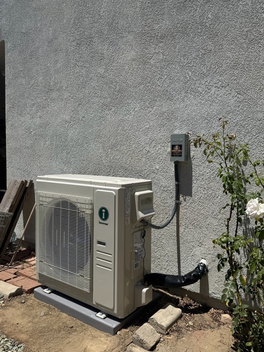 Mini-split outdoor unit installed on a pad